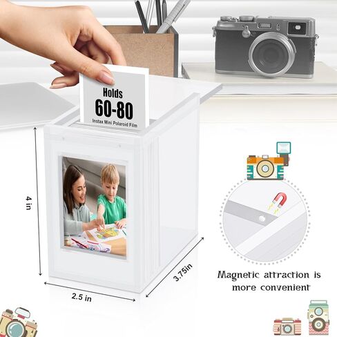 DEXLALA Photo Frame for Polaroid Film,Acrylic Frame and Photo Storage Box with Sliding Lid,Wedding Guest Book Alternative Decorative Photo Picture Frame Organizer Box in Kuwait