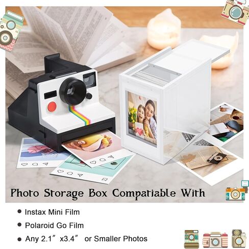 DEXLALA Photo Frame for Polaroid Film,Acrylic Frame and Photo Storage Box with Sliding Lid,Wedding Guest Book Alternative Decorative Photo Picture Frame Organizer Box in Kuwait