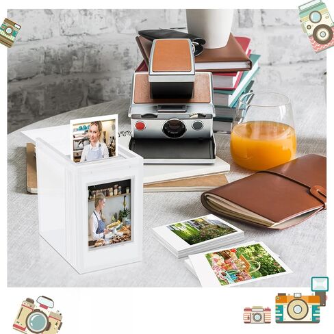 DEXLALA Photo Frame for Polaroid Film,Acrylic Frame and Photo Storage Box with Sliding Lid,Wedding Guest Book Alternative Decorative Photo Picture Frame Organizer Box in Kuwait