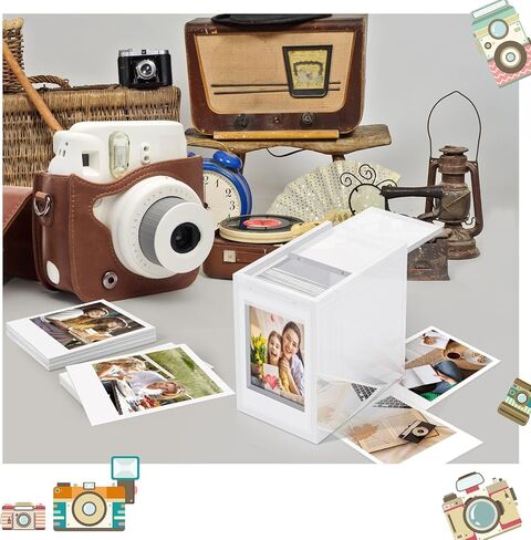 DEXLALA Photo Frame for Polaroid Film,Acrylic Frame and Photo Storage Box with Sliding Lid,Wedding Guest Book Alternative Decorative Photo Picture Frame Organizer Box in Kuwait