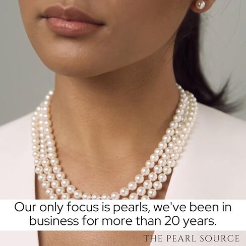 The Pearl Source 5.0-5.5mm AAAA Quality Triple Strand White Freshwater Cultured Pearl Necklace for Women in 18-19-20" Matinee Length in Saudi Arabia