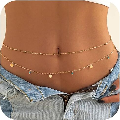 Modrsa Gold Body Chain Jewelry for Women Back Netlace for Backless Dress Backdrop Pearl Rhinestone Belly Belly Chain Cains Bra Bra Lingerie Summer Bikini Bodychain Nexty Belly Belly Jewelry in Kuwait