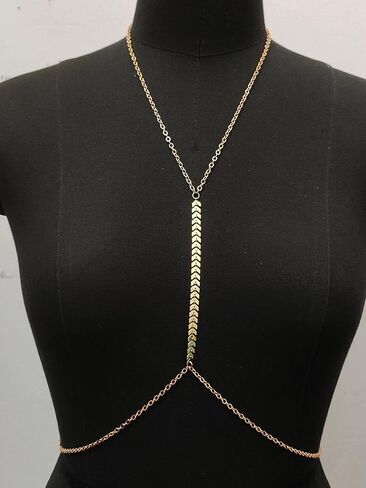 MODRSA Gold Body Chain Jewelry for Women Back Necklace for Backless Dress Backdrop Pearl Rhinestone Belly Chain Waist Chains Bra Chains Lingerie Summer Bikini Bodychain Trendy Sexy Stomach Jewelry in Saudi Arabia