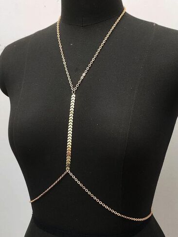 MODRSA Gold Body Chain Jewelry for Women Back Necklace for Backless Dress Backdrop Pearl Rhinestone Belly Chain Waist Chains Bra Chains Lingerie Summer Bikini Bodychain Trendy Sexy Stomach Jewelry in Saudi Arabia