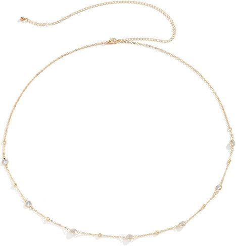 Modrsa Gold Body Chain Jewelry for Women Back Netlace for Backless Dress Backdrop Pearl Rhinestone Belly Belly Chain Cains Bra Bra Lingerie Summer Bikini Bodychain Nexty Belly Belly Jewelry in Kuwait