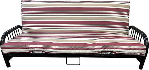 D&D Futon Furniture Blended Acrylic Polyester Futon Mattress Covers, Covering Bed Protector (Full Size 6x54x75, Gray Stripes) in Kuwait