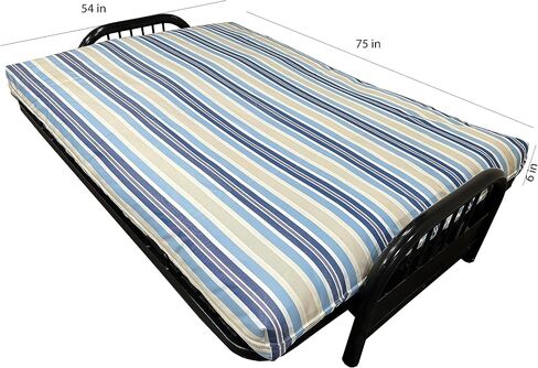 D&D Futon Furniture Blended Acrylic Polyester Futon Mattress Covers, Covering Bed Protector (Full Size 6x54x75, Gray Stripes) in Kuwait