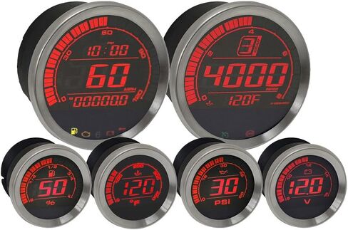 Koso BA050905 HD-02 Kit With Oil Temp (6 Pcs Kit - Silver Bezel) in Saudi Arabia