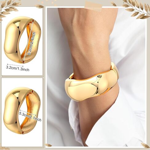 3 Pcs Gold Bangle Bracelets Earrings Ring Sets for Women Gold Plated Cuff Bracelets Wide Chunky Gold Bracelet Large Disc Drop Earrings Wavy Stackable Ring Christmas Birthday Gifts for Women in Kuwait