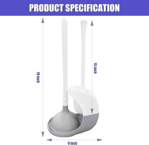 Toilet Brush and Plunger Set, Plunger and Brush Set, 3 in 1 Toilet Bowl Brush and Plunger Set for Bathroom Cleaning,Plungers for Bathroom Heavy Duty 2 Pack in Color White&Grey in Saudi Arabia