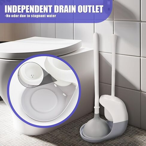 Toilet Brush and Plunger Set, Plunger and Brush Set, 3 in 1 Toilet Bowl Brush and Plunger Set for Bathroom Cleaning,Plungers for Bathroom Heavy Duty 2 Pack in Color White&Grey in Saudi Arabia