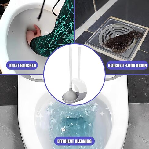 Toilet Brush and Plunger Set, Plunger and Brush Set, 3 in 1 Toilet Bowl Brush and Plunger Set for Bathroom Cleaning,Plungers for Bathroom Heavy Duty 2 Pack in Color White&Grey in Saudi Arabia