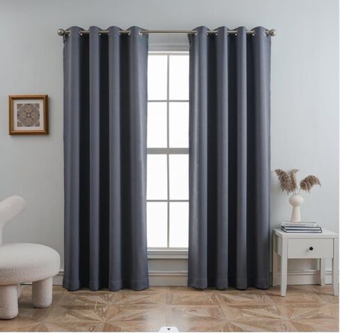 Cherry Home Gray Dark 52 × 96 معطفًا ساحليًا من الستائر الصلب - الستائر الحرارية المعزولة الحرارية لغرفة المعيشة/غرفة النوم ، الستائر الحمراء ، التصميم الساحلي الحديث ، التثبيت السهل (مجموعة من لوحين) in Kuwait