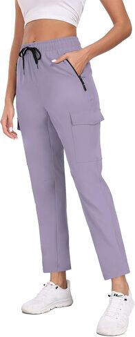 Women's Quick Dry Cargo Pants Water Resistant Hiking Pants Lightweight High Waisted Pants Zipper Pocket QYY24013 in Kuwait