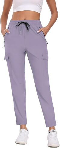Women's Quick Dry Cargo Pants Water Resistant Hiking Pants Lightweight High Waisted Pants Zipper Pocket QYY24013 in Kuwait