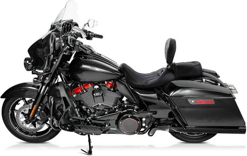 Low-Profile Driver Passenger 2-UP Seat Set Red Stitching Fit For Harley Touring Road King FLHR Street Glide FLHX 2009-Later Road Glide FLTRX CVO Street Glide FLHXSE Electra Glide FLHTCU in Kuwait