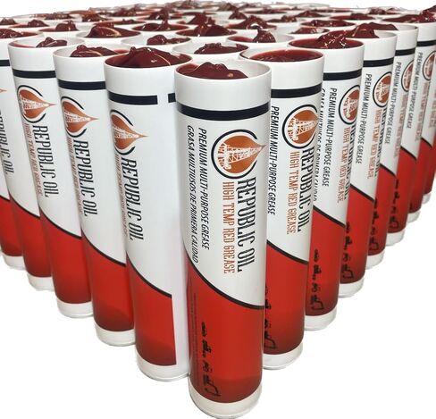Republic Oil Red High Temp #1 Lithium Complex Multipurpose Grease 10x14oz NLGI GC-LB Rated, -30F to 300F Operating Temp, 140 Ounces, Bearings Lubrication in Saudi Arabia