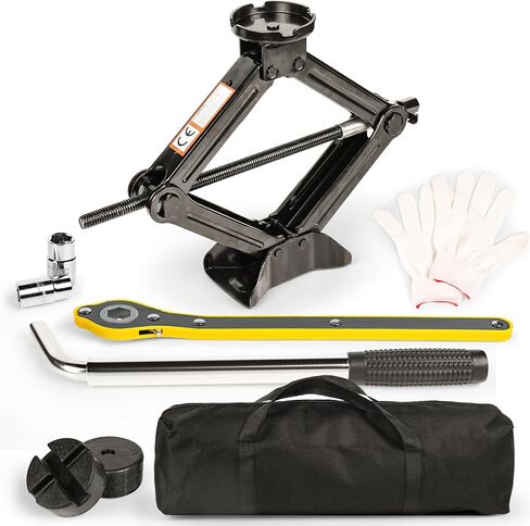 مجموعة Car Jack Kit/ 2.5 طن/ 5512 رطل مجموعة مقصات عالمية مع قطعة مطاطية ، مصممة لسيارة السيدان ، كوبيه ، سيارات الدفع الرباعي in Saudi Arabia