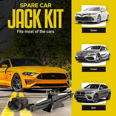 مجموعة Car Jack Kit/ 2.5 طن/ 5512 رطل مجموعة مقصات عالمية مع قطعة مطاطية ، مصممة لسيارة السيدان ، كوبيه ، سيارات الدفع الرباعي in Saudi Arabia