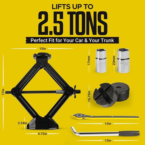 مجموعة Car Jack Kit/ 2.5 طن/ 5512 رطل مجموعة مقصات عالمية مع قطعة مطاطية ، مصممة لسيارة السيدان ، كوبيه ، سيارات الدفع الرباعي in Saudi Arabia