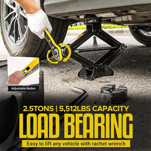 مجموعة Car Jack Kit/ 2.5 طن/ 5512 رطل مجموعة مقصات عالمية مع قطعة مطاطية ، مصممة لسيارة السيدان ، كوبيه ، سيارات الدفع الرباعي in Saudi Arabia