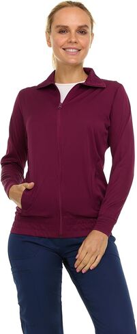 جاكيتات فرك متوسطة للمرأة ، سترة ممرضة أمامية مضغوطة ، قمادة امتداد 4 اتجاهات دافئة معطف in Kuwait