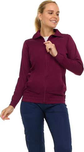 جاكيتات فرك متوسطة للمرأة ، سترة ممرضة أمامية مضغوطة ، قمادة امتداد 4 اتجاهات دافئة معطف in Kuwait