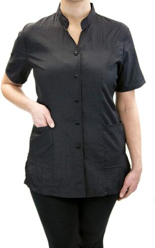CHARLENE Anna Jacket Short-Sleeve Uniform with Personalized Name and Logo Embroidery Stylist Barber Groomer Nail Art Smocks in Kuwait