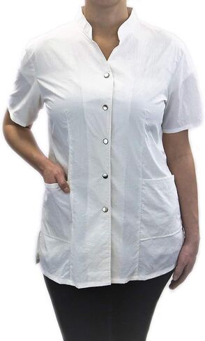 CHARLENE Anna Jacket Short-Sleeve Uniform with Personalized Name and Logo Embroidery Stylist Barber Groomer Nail Art Smocks in Kuwait
