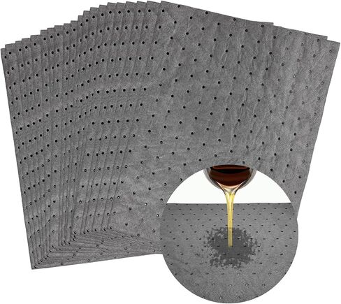 10 PCS Oil Absorbent Pads, 13" x 10" Weight Dimpled Pad Polypropylene Mat for Oil & Fluid, Universal Water Absorbent Mat Spill Control Supplies for Automotive Workshop in Saudi Arabia