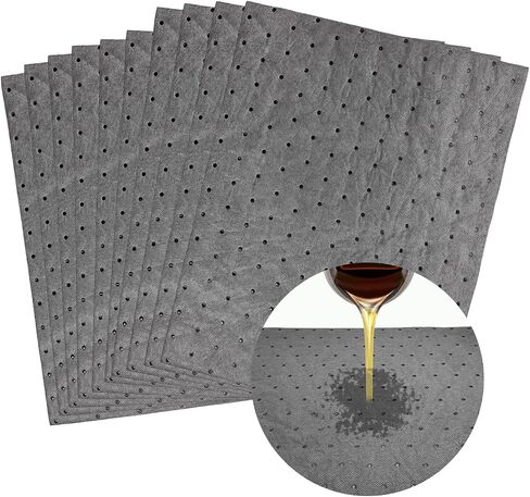 10 PCS Oil Absorbent Pads, 13" x 10" Weight Dimpled Pad Polypropylene Mat for Oil & Fluid, Universal Water Absorbent Mat Spill Control Supplies for Automotive Workshop in Saudi Arabia