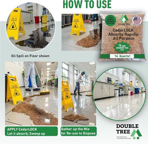 CedarLock All-Purpose Absorbent – Nature’s Heavy-Duty Spill Solution, Made from 100% Incense Cedar, Oil Spill Kit Granules, Organic Absorbent Granules, All Types Of Liquid Spills (1 Bag 16 Quarts) in Saudi Arabia