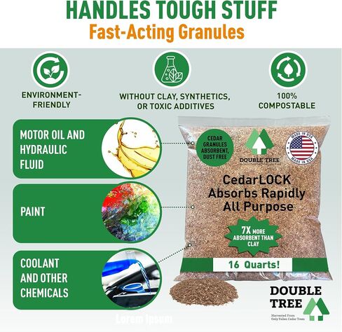 CedarLock All-Purpose Absorbent – Nature’s Heavy-Duty Spill Solution, Made from 100% Incense Cedar, Oil Spill Kit Granules, Organic Absorbent Granules, All Types Of Liquid Spills (1 Bag 16 Quarts) in Saudi Arabia
