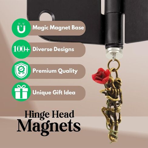 Brass Hugging Skeletons Hinge Head Home Decoration - Magnetic Hinge Head Decorative Droppers of Romantic Skull Couples - Gothic Door Hinge Heads Decor (Hugging with Rose) in Saudi Arabia