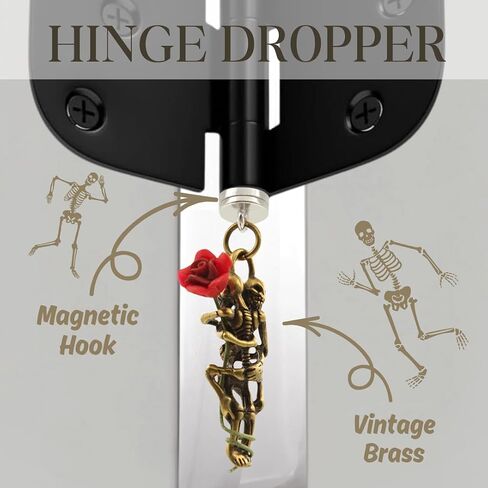 Brass Hugging Skeletons Hinge Head Home Decoration - Magnetic Hinge Head Decorative Droppers of Romantic Skull Couples - Gothic Door Hinge Heads Decor (Hugging with Rose) in Saudi Arabia