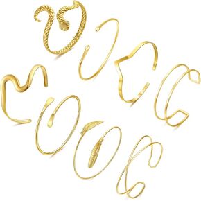 COLOYAN 8PCS Gold Upper Arm Cuff Jewelry for Women, Arm Cuff Bracelet Upper Arm Cuff Bangle, Adjustable Minimalist Arm Armlet Armband Set in Kuwait