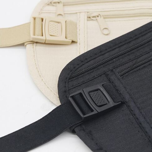 Secure Travel Money Belt, Anti-Theft Passport Holder Travel Wallet for Men Women, adjustable Elastic Concealed Money Belt for Women Men Running Dog Walking (Khaki) in Saudi Arabia