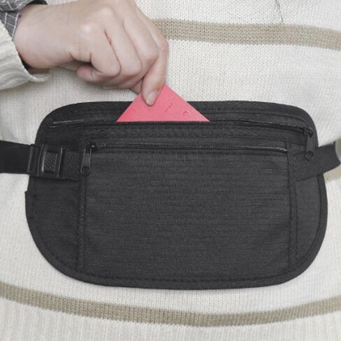Secure Travel Money Belt, Anti-Theft Passport Holder Travel Wallet for Men Women, adjustable Elastic Concealed Money Belt for Women Men Running Dog Walking (Khaki) in Saudi Arabia