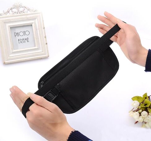 Secure Travel Money Belt, Anti-Theft Passport Holder Travel Wallet for Men Women, adjustable Elastic Concealed Money Belt for Women Men Running Dog Walking (Khaki) in Saudi Arabia
