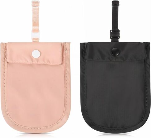 2 PCS محفظة Bra Travel Wallet للنساء ، حقيبة Bra Travel Hidden Undercover للنساء (قابلة للغسل) تحت ملابس الأموال الأموال السرية لجوازات السفر بأموال الثمينة لجميع أحجام حمالة الصدر (4 × 5.4 بوصة أسود ، وردي) in Kuwait