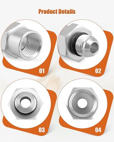 6AN Adapter Fitting Set Fit for GM TBI Style/Vortec Fuel Sending Units Replace 47-0001 Adapter Connector Kit Silver in Kuwait