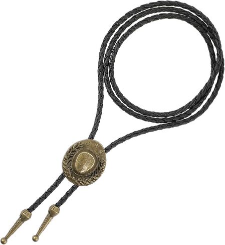 Bolo Tie Western Cowboy Leather Necktie Native American Rodeo Necklace Fancy Bronze Hat Buckle Wear Collar Neck Belt Halloween Costume Accessories for Men Women in Saudi Arabia