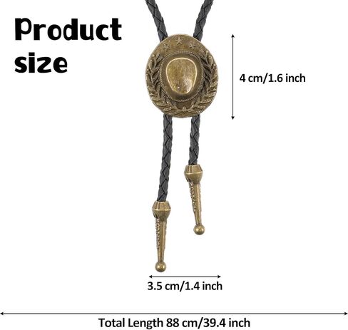 Bolo Tie Western Cowboy Leather Necktie Native American Rodeo Necklace Fancy Bronze Hat Buckle Wear Collar Neck Belt Halloween Costume Accessories for Men Women in Saudi Arabia