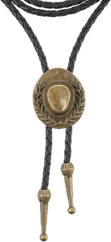 Bolo Tie Western Cowboy Leather Necktie Native American Rodeo Necklace Fancy Bronze Hat Buckle Wear Collar Neck Belt Halloween Costume Accessories for Men Women in Saudi Arabia