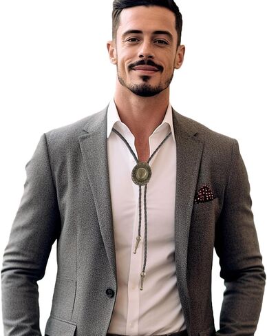 Bolo Tie Western Cowboy Leather Necktie Native American Rodeo Necklace Fancy Bronze Hat Buckle Wear Collar Neck Belt Halloween Costume Accessories for Men Women in Saudi Arabia
