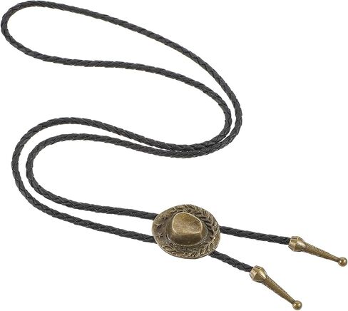 Bolo Tie Western Cowboy Leather Necktie Native American Rodeo Necklace Fancy Bronze Hat Buckle Wear Collar Neck Belt Halloween Costume Accessories for Men Women in Saudi Arabia