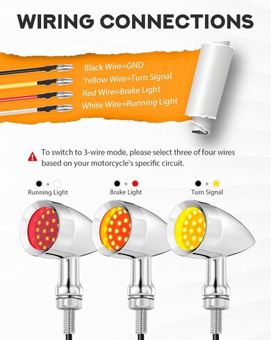 Pbymt دراجة نارية رصاصة خلفية الأمامية الإشارة أبيض العنبر ضوء SMD مؤشر Blinker متوافق مع هوندا ياماها سوزوكي كاواساكي (لمعان أسود) in Kuwait