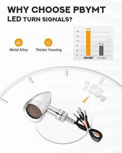 Pbymt دراجة نارية رصاصة خلفية الأمامية الإشارة أبيض العنبر ضوء SMD مؤشر Blinker متوافق مع هوندا ياماها سوزوكي كاواساكي (لمعان أسود) in Kuwait
