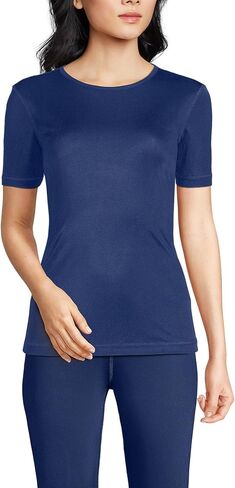 LANDS 'END WOMENS' Silk interlock Short Sleeve Crewneck Long Long Whereal Baselayer Top in Saudi Arabia