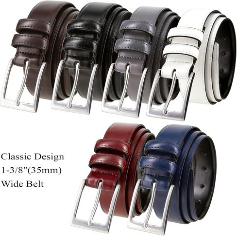 Men's Belt Classic Genuine Leather Smooth Dress Belt 1-3/8"(35mm) Wide in Saudi Arabia